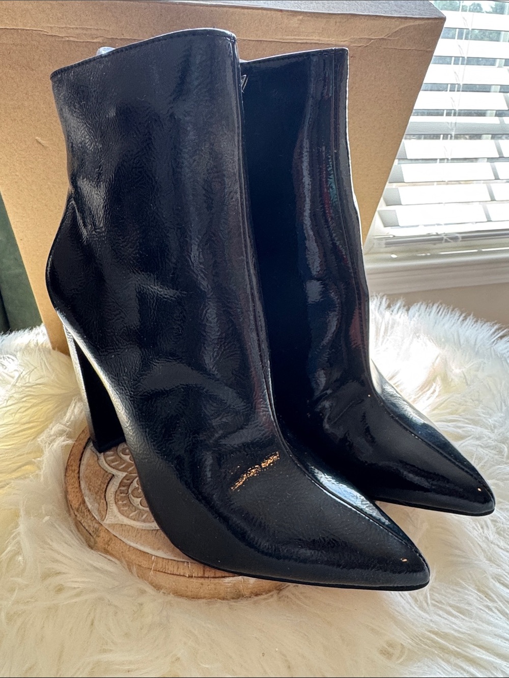 Jessica Simpson Black Patent Pointed Ankle Boots